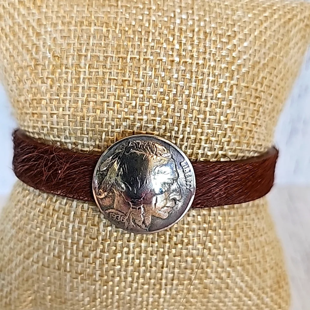 Handmade Cow Leather Indian Nickel Bracelet